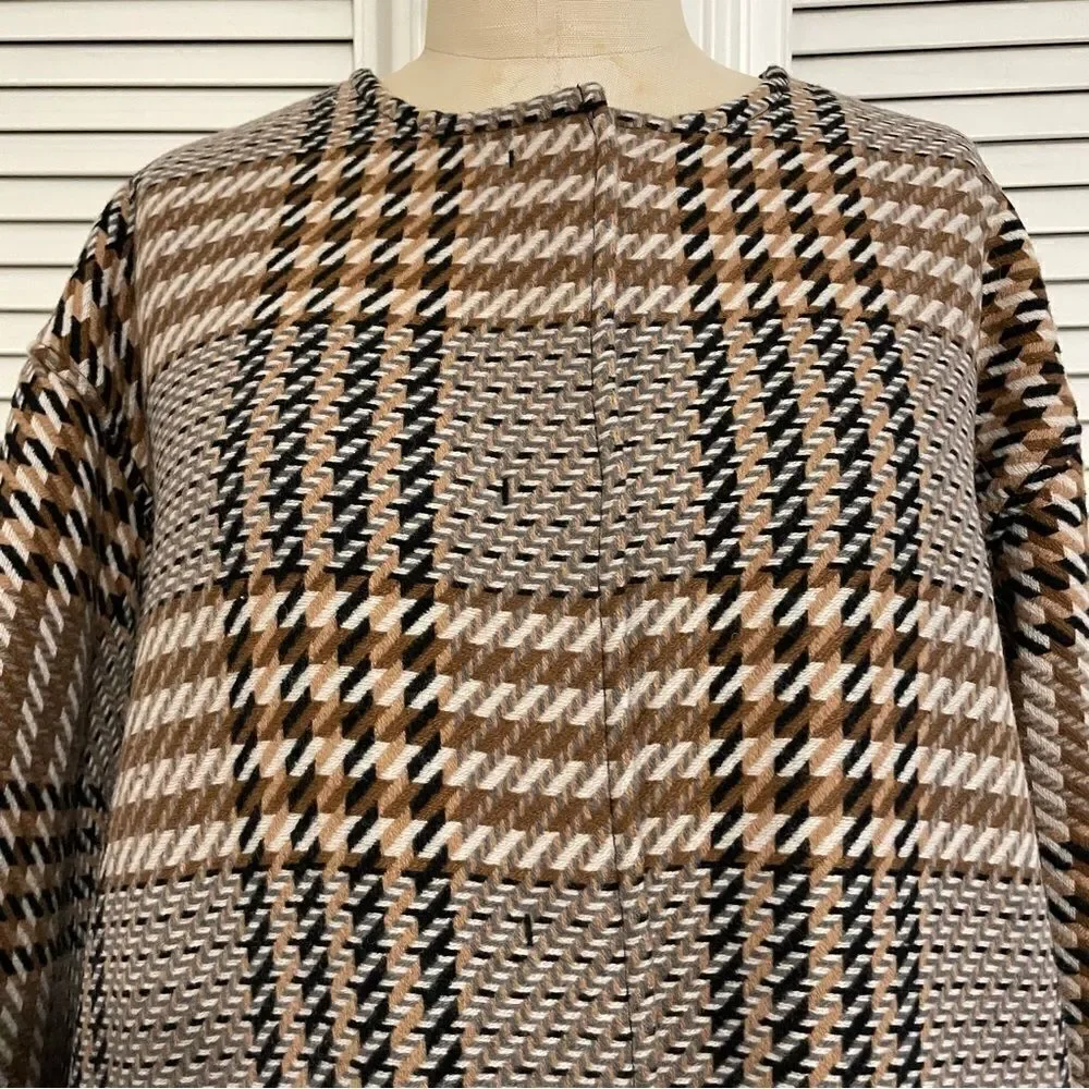 J.Jill Glen Plaid Snap-Front Wool Blend Jacket Sz-MP